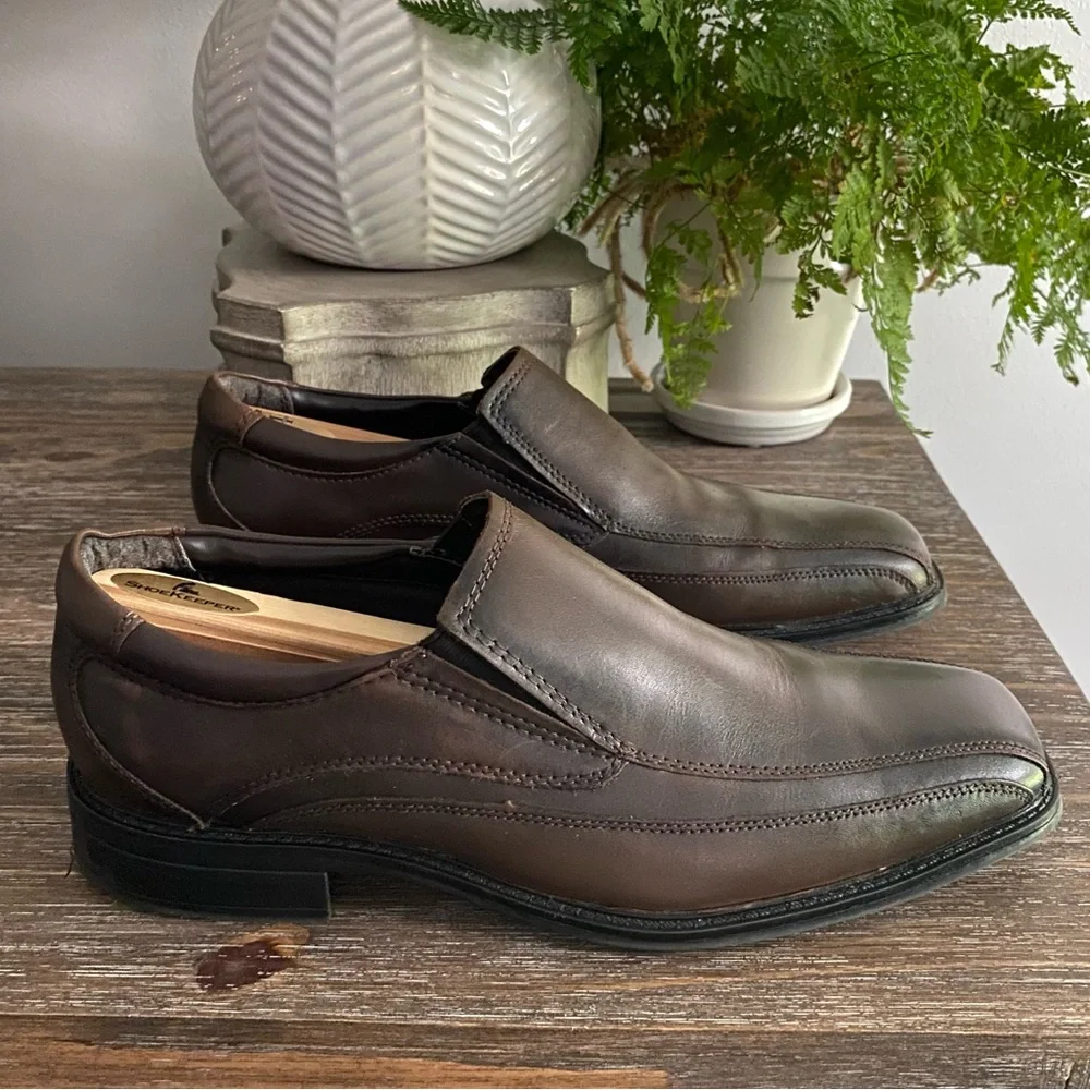 Dockers‎ Men’s 9 M Slip On Loafers Casual Shoes Brown Leather Low Top